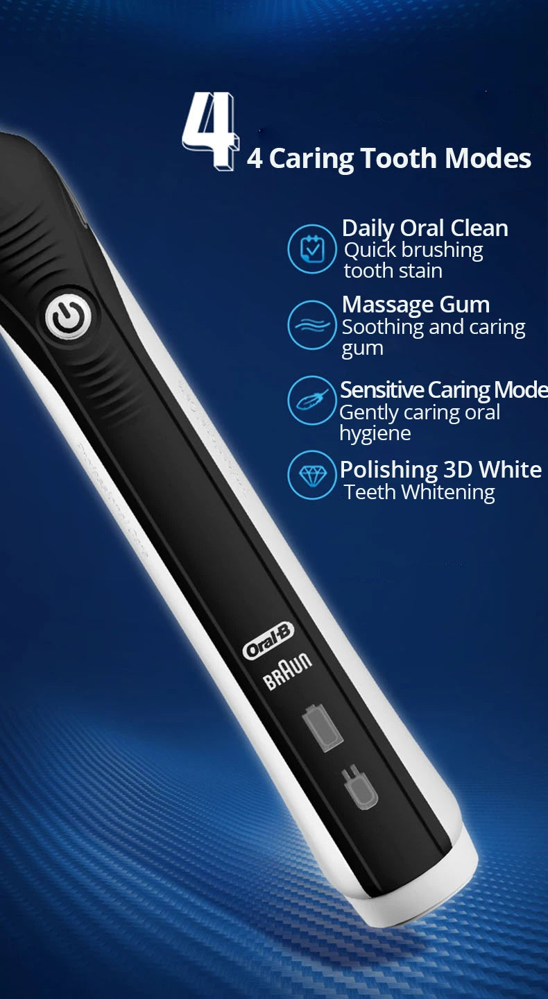Oral-B Pro 4000 Electric Toothbrush – 3D Action, Pressure Sensor, 4 Modes, Gum Care, Waterproof
