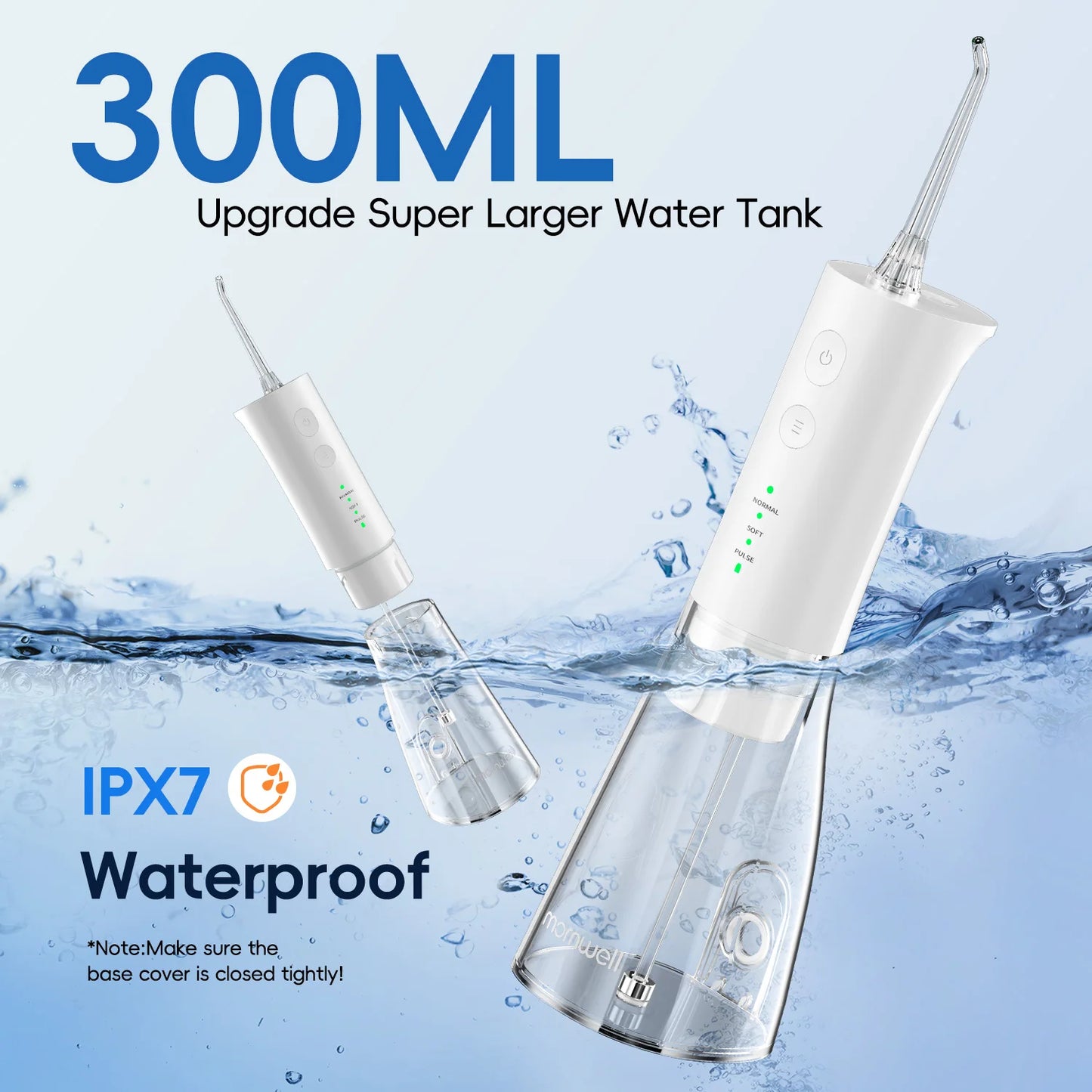Electric Water Flosser Rechargeable | 300ml | IPX7 Waterproof | Home & Travel