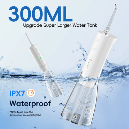 Electric Water Flosser Rechargeable | 300ml | IPX7 Waterproof | Home & Travel