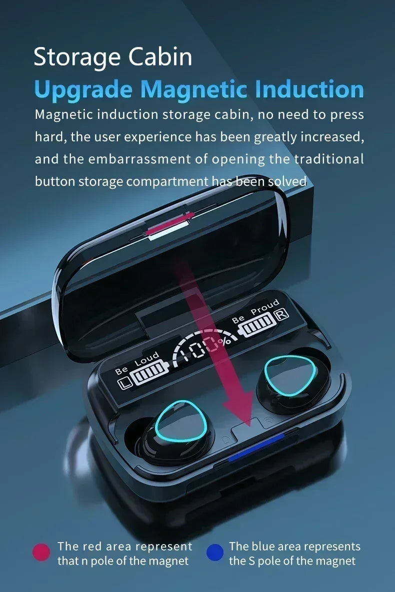 M10 Wireless Bluetooth TWS Sport Earbuds - Waterproof Music Headset for iPhone, Huawei, OPPO, Xiaomi