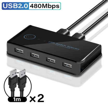 USB 3.0 KVM Switch – 2 Inputs, 4 Outputs, Shared Keyboard Mouse Printer Hub