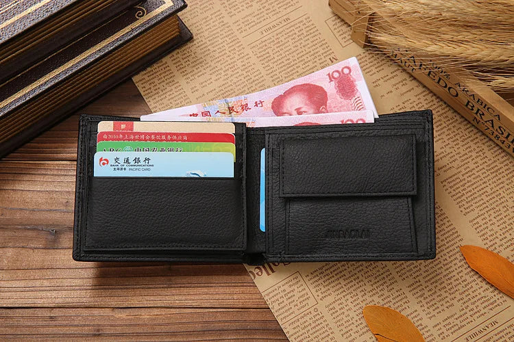 Genuine Cowhide Leather Men's Wallet – Short Bifold