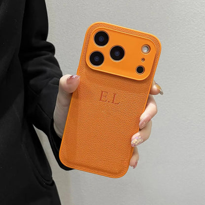 Custom Name Phone Case – 3D Hot Stamp Faux Leather for iPhone 13–17