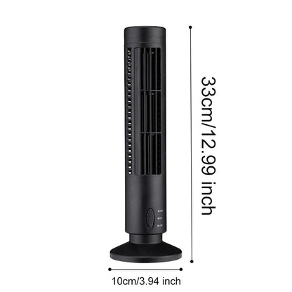 LED Bladeless Tower Fan — 90° Oscillating, USB Powered, Quiet, Desk Fan with Light, Home & Office