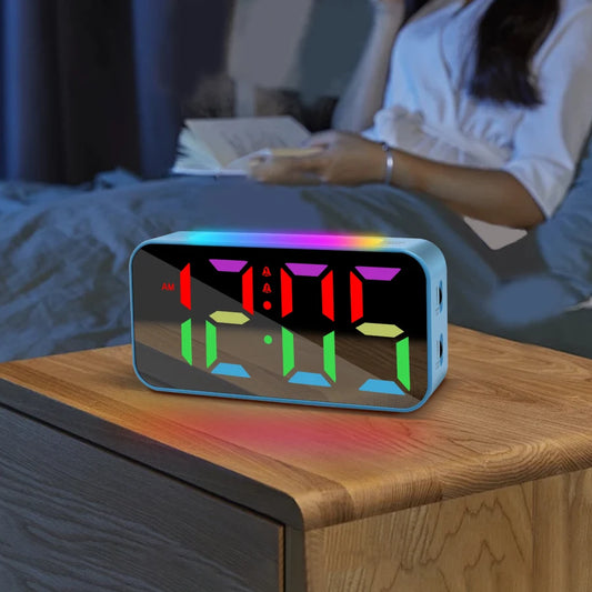 RGB Luminous Electronic Alarm Clock – ABS, Festival Atmosphere Light, Type-C Plug-in