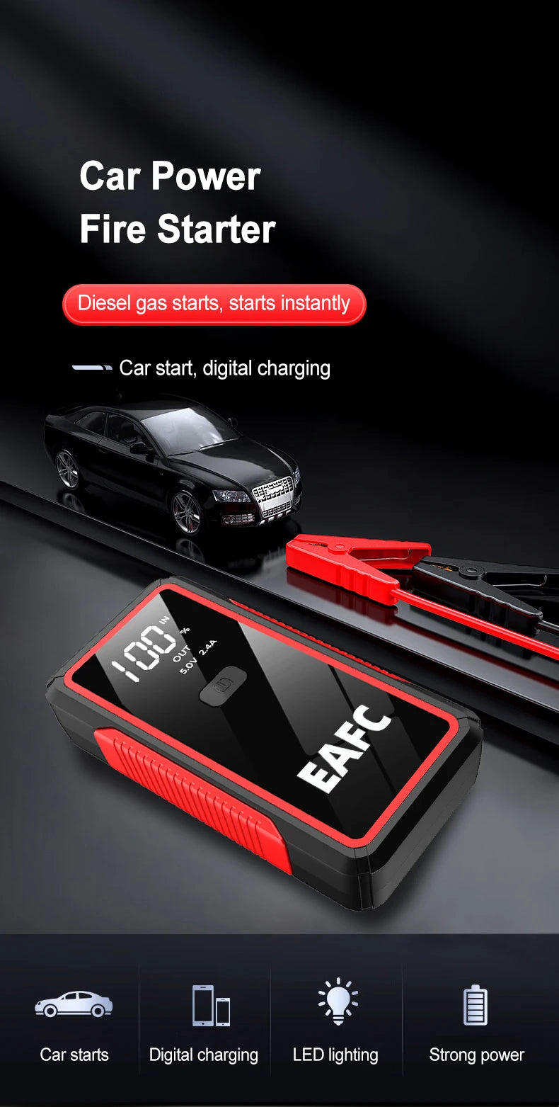 Car Jump Starter 600A-2000A | 12V Portable Battery Booster & Power Bank for Emergency Start (EAFC)