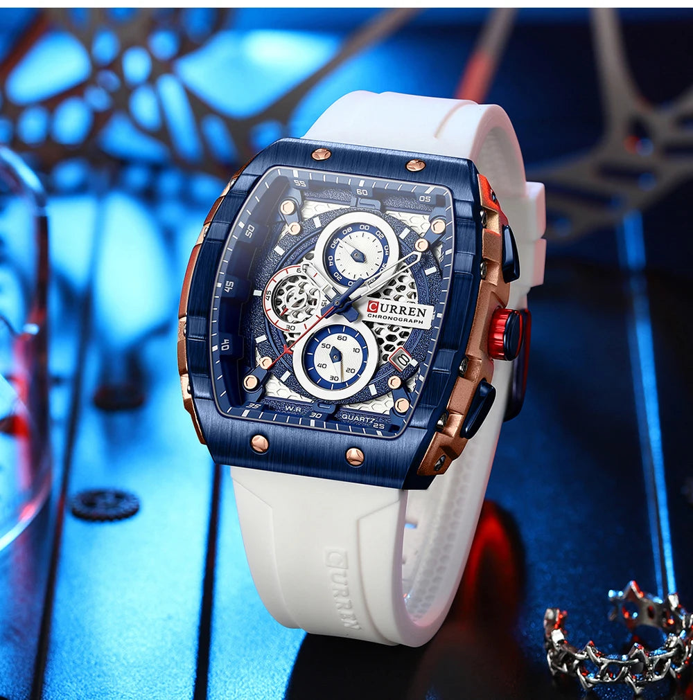 CURREN Men's Fashion Watch – Unique Square Design, Luxury Quartz Sport, Waterproof