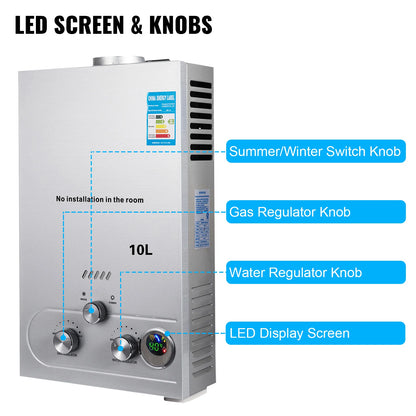VEVOR Propane Gas Tankless Water Heater 6L–18L – Outdoor & Camping