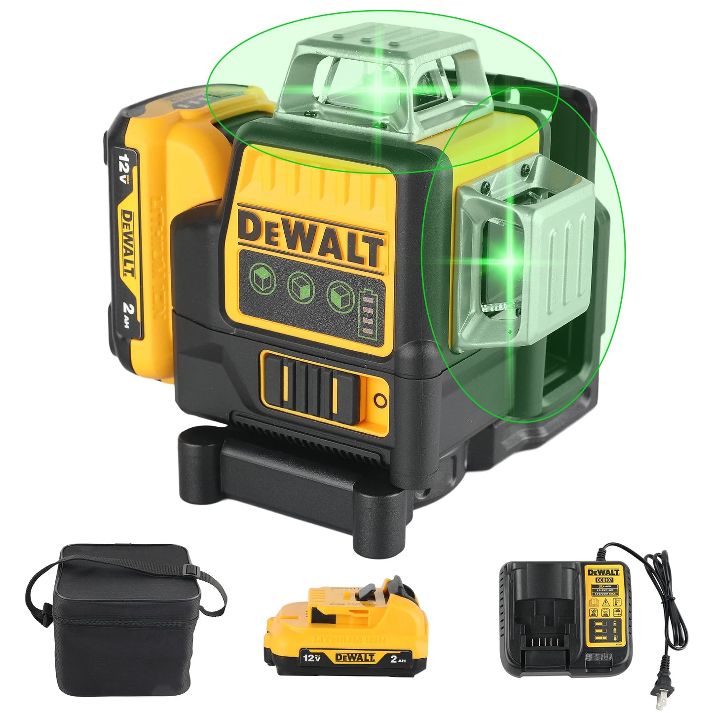 DW089LG 12-Line Green Laser Level – 3x360° Horizontal & Vertical Outdoor