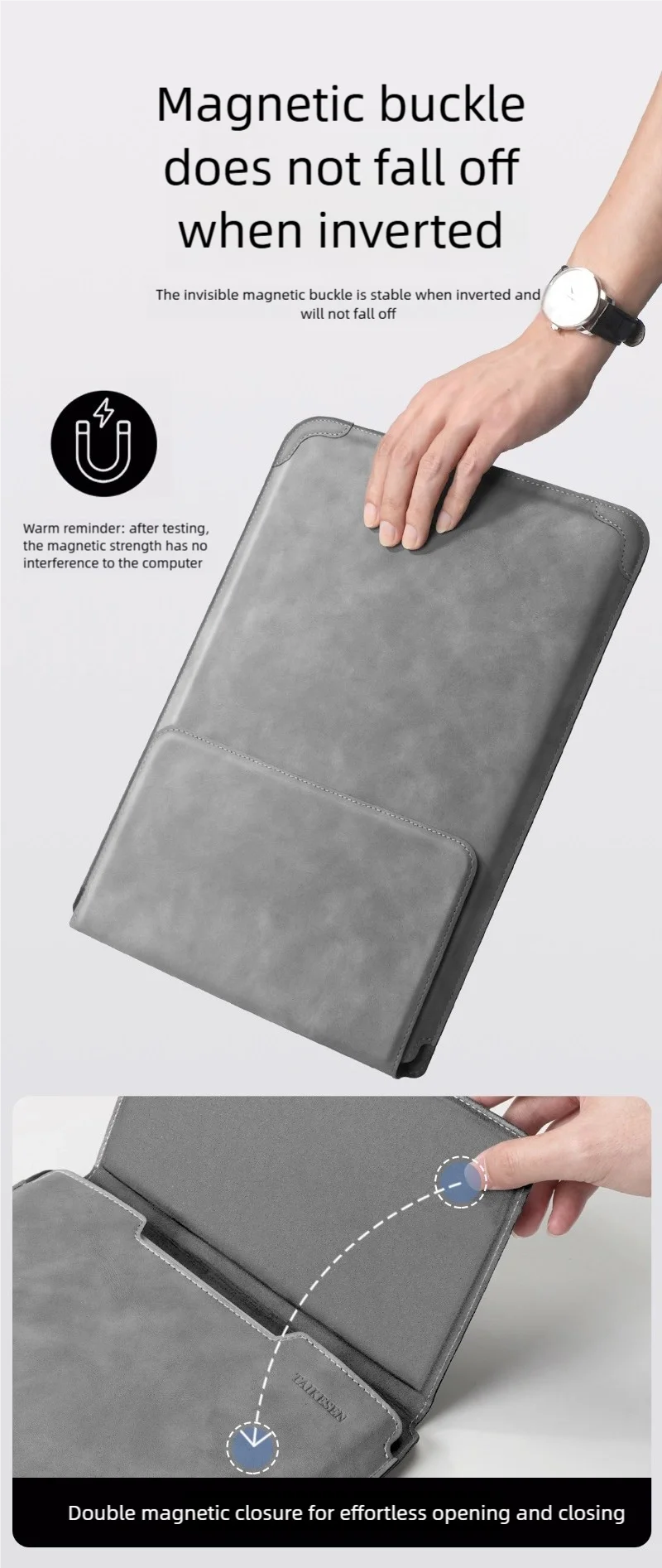 TAIKESEN Laptop Sleeve Case with Stand – PU, 13–16 Inch, for MacBook Air/Pro, Huawei, HP, Dell (Unisex)