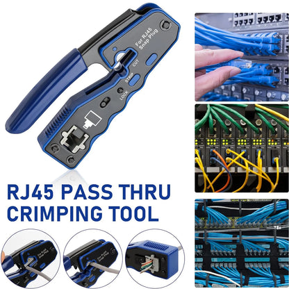 ZoeRax RJ45 Crimp Tool Kit | CAT5e CAT6 Pass-Through Ethernet Crimper | 8P8C Modular Connectors
