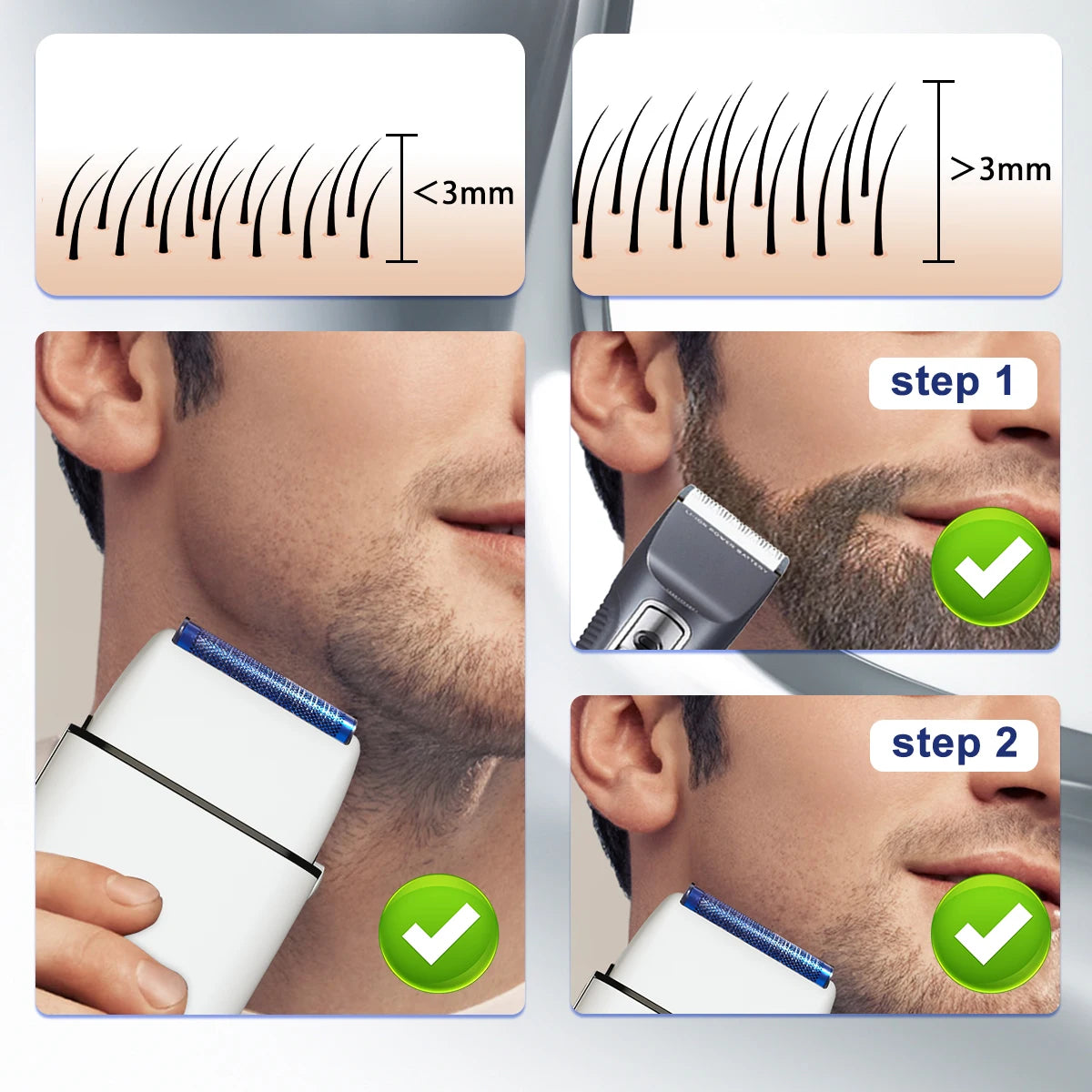 ROSYOUS RS620 double foil electric shaver for men, rechargeable beard trimmer with sleek design, ideal for precise grooming.