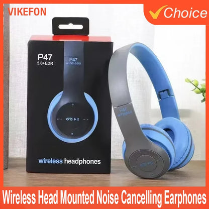 Red Shopping portable foldable Bluetooth headset with head-mounted design, wireless Bluetooth 5.0, TF card slot, and wired connection.