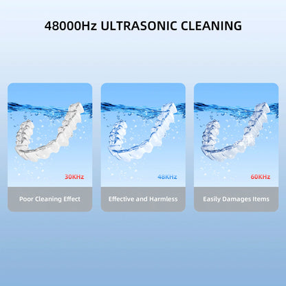 KUNPHY Dental Pod Ultrasonic Retainer Cleaner 200ml – UV Sterilization, 3 Modes for Aligners & Night Guards