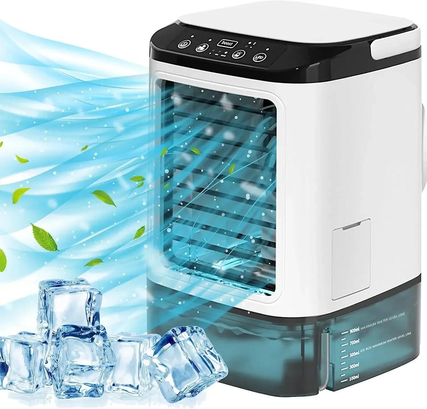 Portable Desktop Air Cooler Fan — Dual Spray, Ultrasonic Atomization, 3-Speed, Night Light