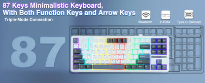 AULA F87 Pro Tri-mode Mechanical Keyboard – 8000mAh, Hot-Swap, RGB, PBT, Gasket Mount
