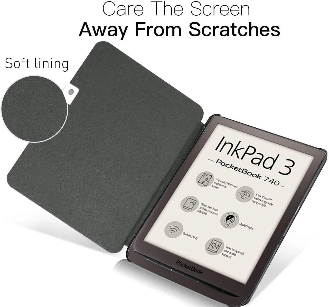 Slim Faux Leather Case with Auto Sleep/Wake for PocketBook 740 / 740 Pro / 740 Color 7.8"