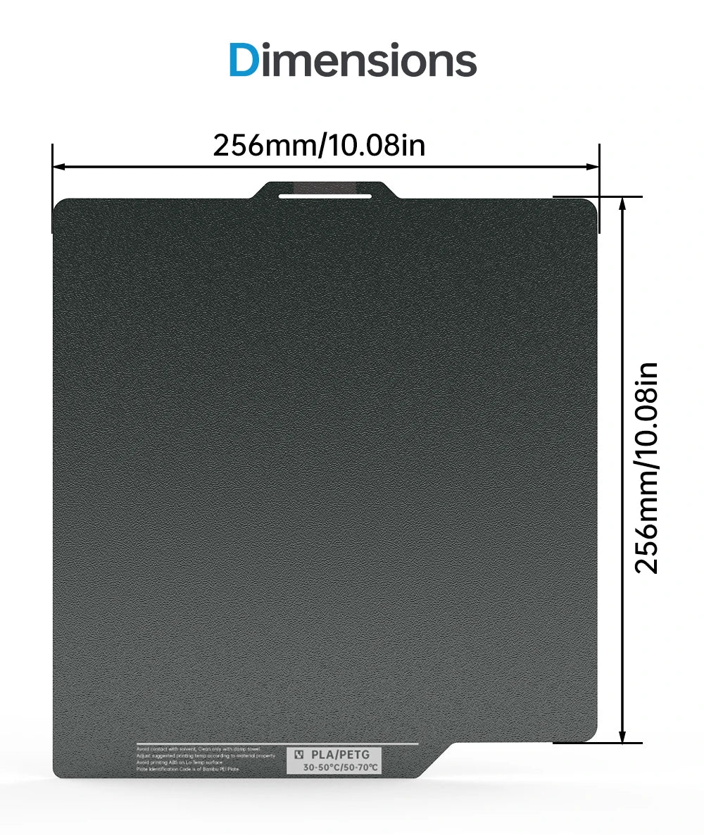 BIQU Panda CryoGrip Build Plate 256x256mm – Spring Steel, Textured, for Bambu Lab P1 & X1