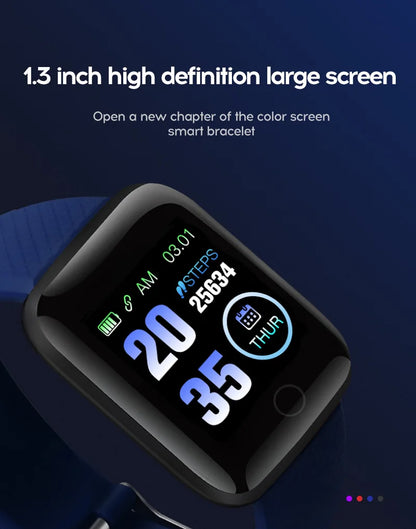 R.E.D. 116Plus Smart Watch with fitness tracker, heart rate monitor, sleep tracking, black digital display, wearable electronics