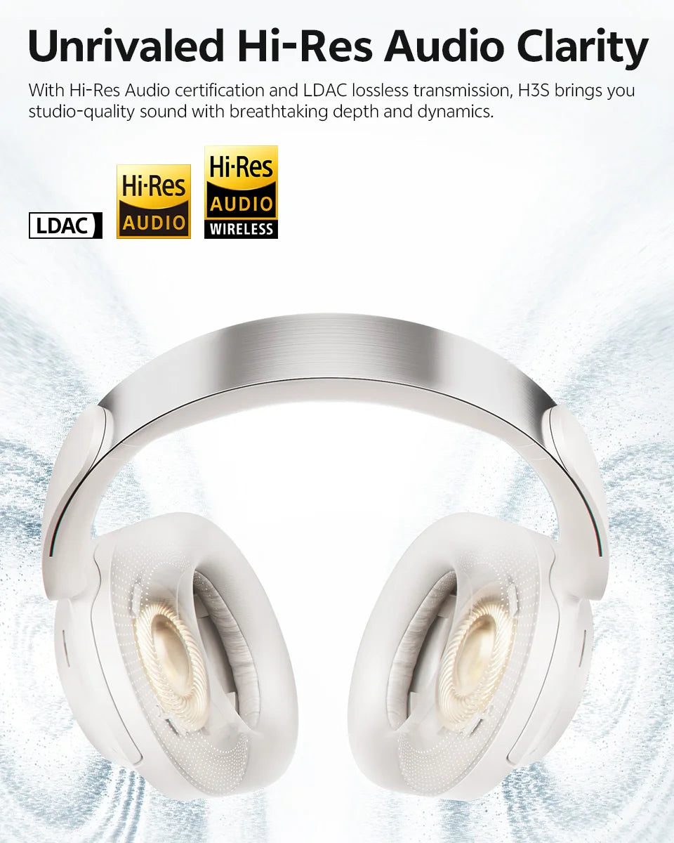 QCY H3S ANC Over-Ear Headphones – -56dB, LDAC, Dual Driver, Bluetooth 6.0, 102Hrs