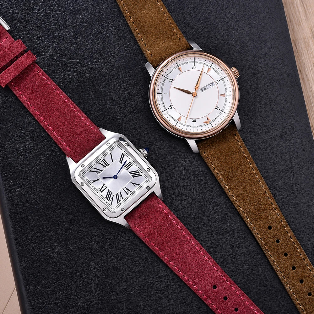 Vintage Suede Leather Watch Band – Quick Release 18/19/20/22mm for Men & Women