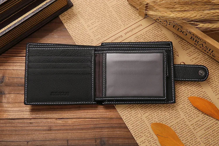 Genuine Cowhide Leather Men's Wallet – Short Bifold