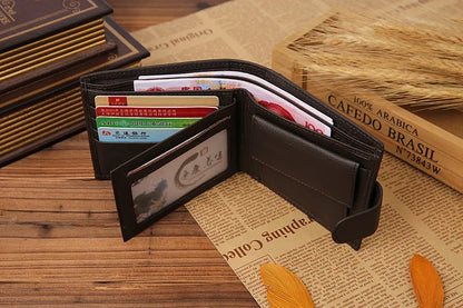 Genuine Cowhide Leather Men's Wallet – Short Bifold