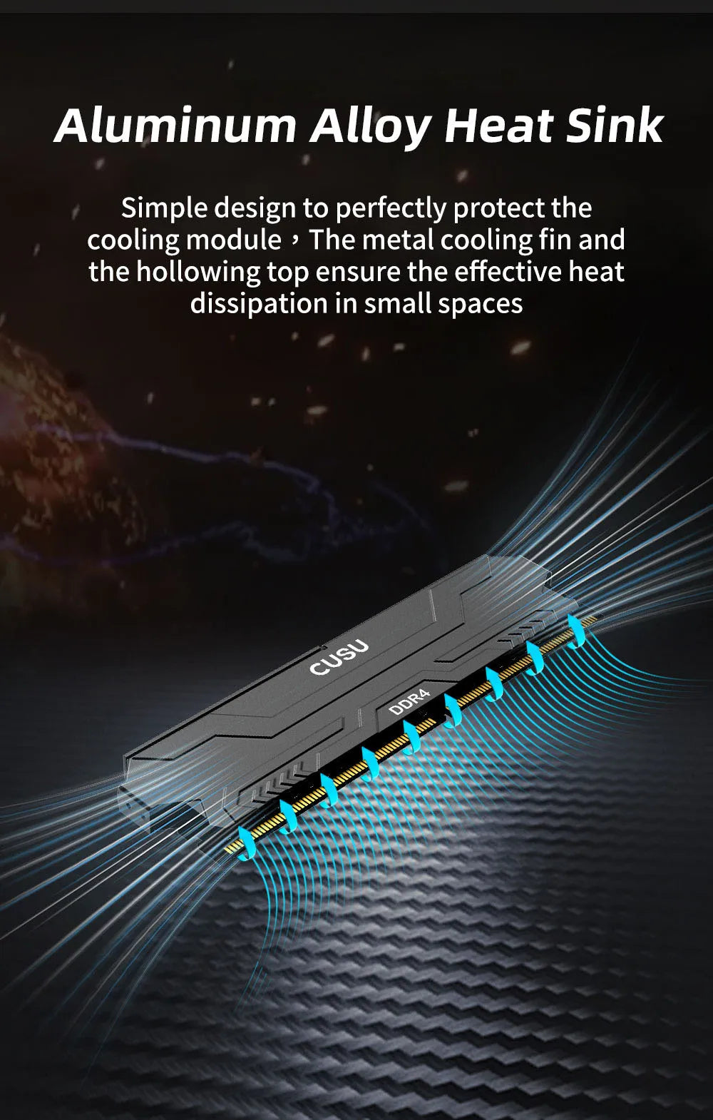 CUSU DDR4 Desktop RAM – 8GB / 16GB, 3200/3600MHz, XMP 2.0, Heatsink