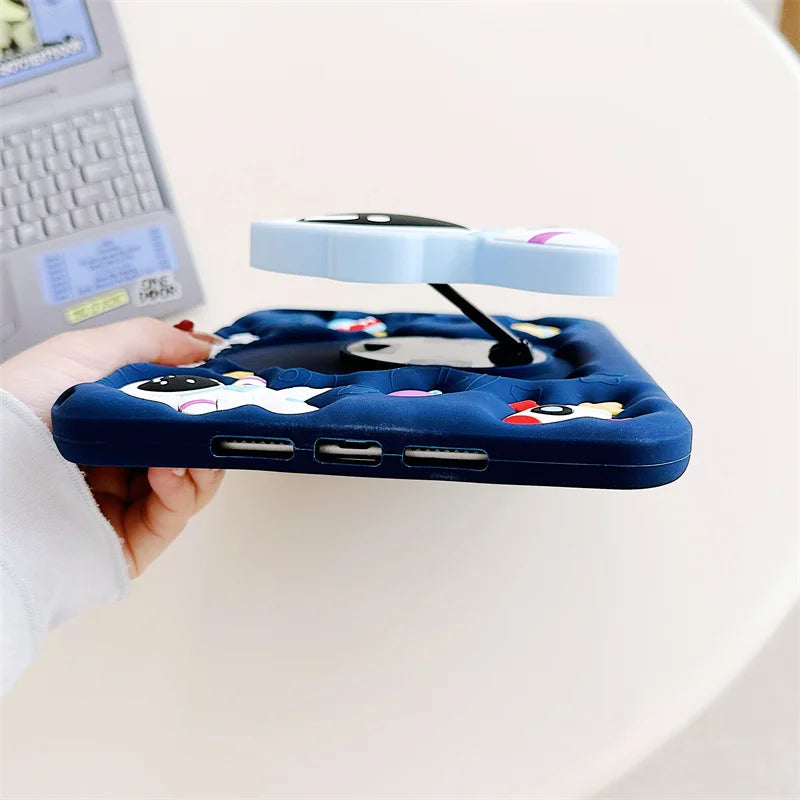 3D Cartoon Astronaut Kids iPad Case – Silicone, Shockproof, Kickstand, iPad Mini/Air/Pro