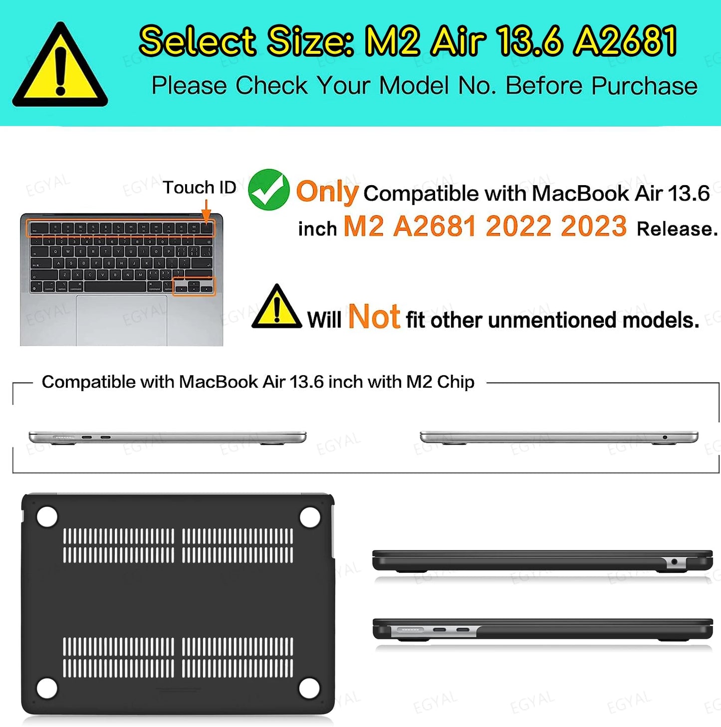 MacBook Laptop Case 2025 M4 – Air 13/15, Pro 13/14, M1-M5