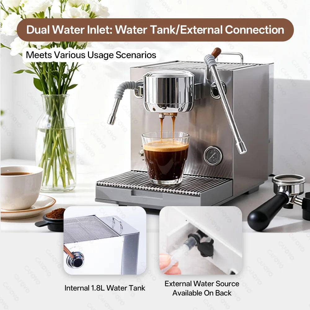 CAFOVO E120 Semi-Automatic Espresso Machine | 20 Bar | Steam Wand | EU 220V