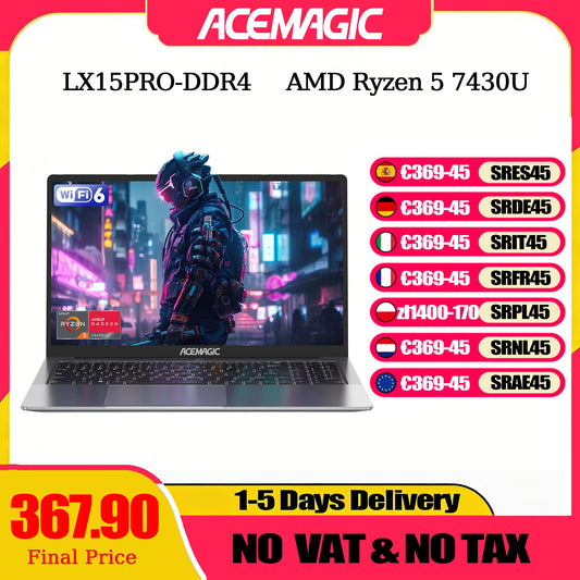 ACEMAGIC 15.6" FHD Laptop – AMD Ryzen 5 7430U, 16GB RAM, 512GB SSD, Wi-Fi 6, Windows 11 Pro