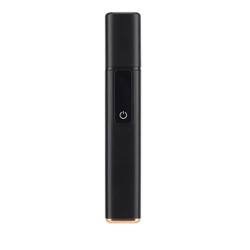 Rechargeable electric nose hair and facial trimmer with stainless steel blades, portable, washable for painless grooming.