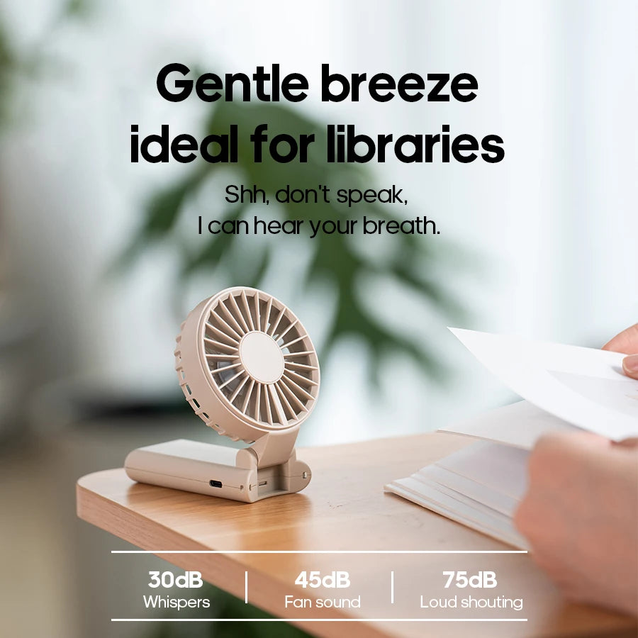 Portable Folding Handheld Fan 1800mAh – 4-Speed with LED Display