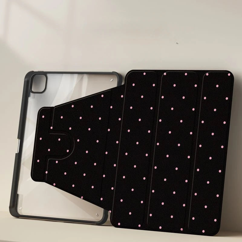 Pink Polka Dots Rotating Stand iPad Case – Pro 11"/13" M4, Air M2, 10th Gen