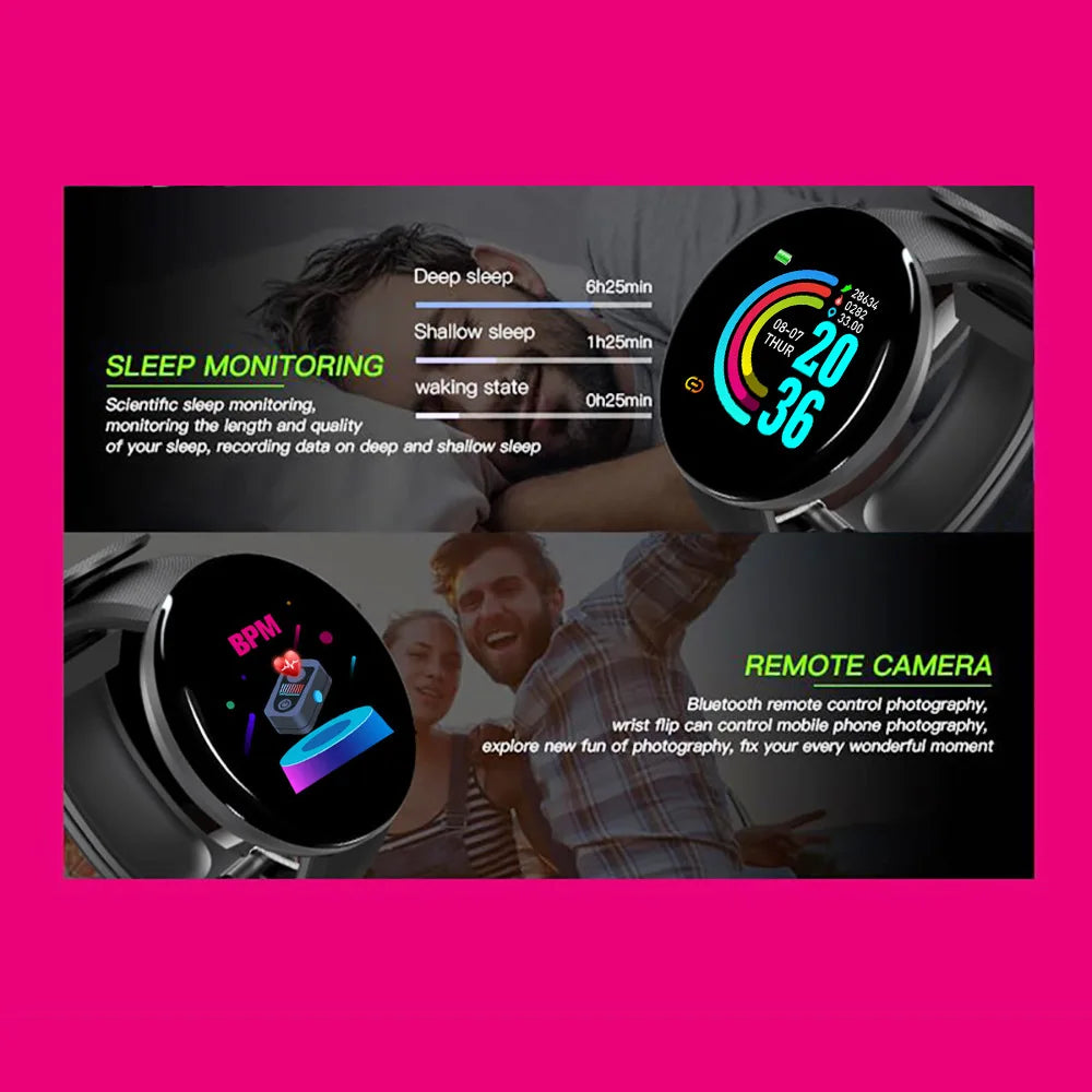 D18 Smart Watch – Waterproof Fitness Tracker with Heart Rate & Sleep Monitor