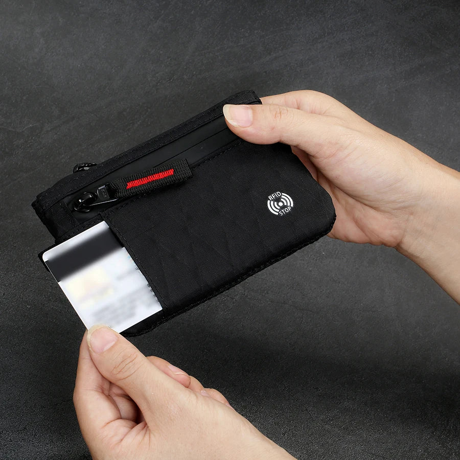 RFID Blocking Nylon Card Holder with Carabiner & Coin Purse