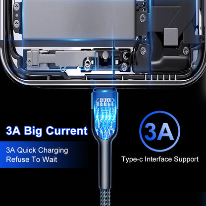 5A USB to Type-C Fast Charging Cable – Nylon Braided, for iPhone, Samsung, Xiaomi, Huawei