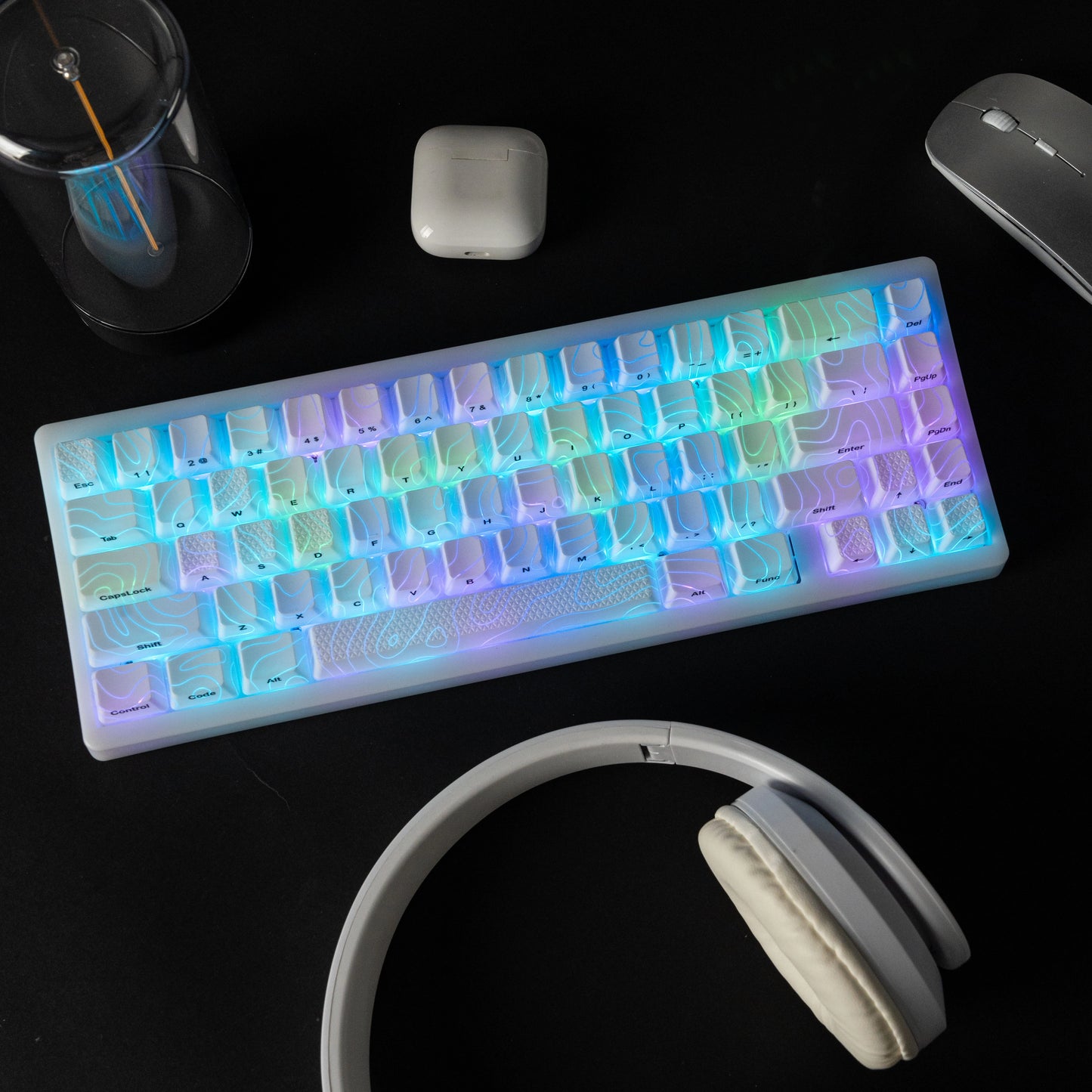 XVX Topographic Keycaps 118 Keys – OEM Profile, Shine-Through, IMD-Tech, Side Print