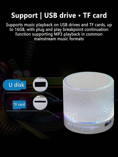 Wireless Mini Subwoofer Speaker with 7-Colour LED Light - Portable Bluetooth Speaker