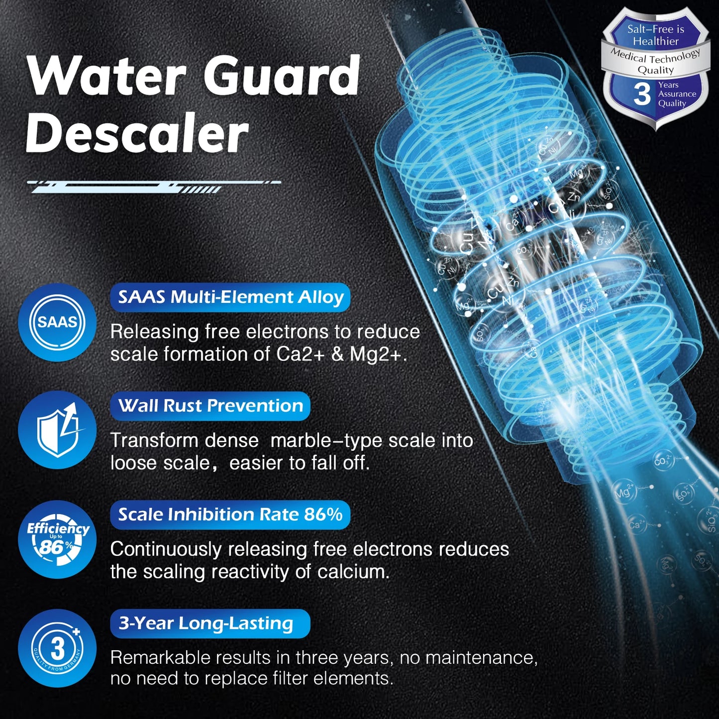 BriskSpring Physical Water Descaler – No Salt, No Chemicals, Anti-Scale & Anti-Rust