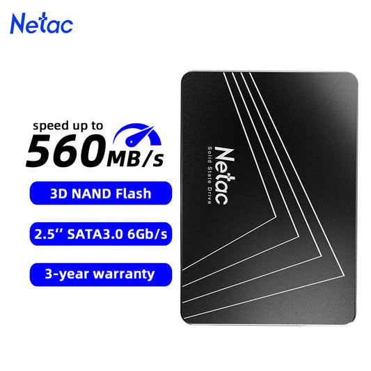 Netac 2.5" SATA3 SSD | 128GB to 2TB | Internal Solid State Drive | Laptop & PC Upgrade