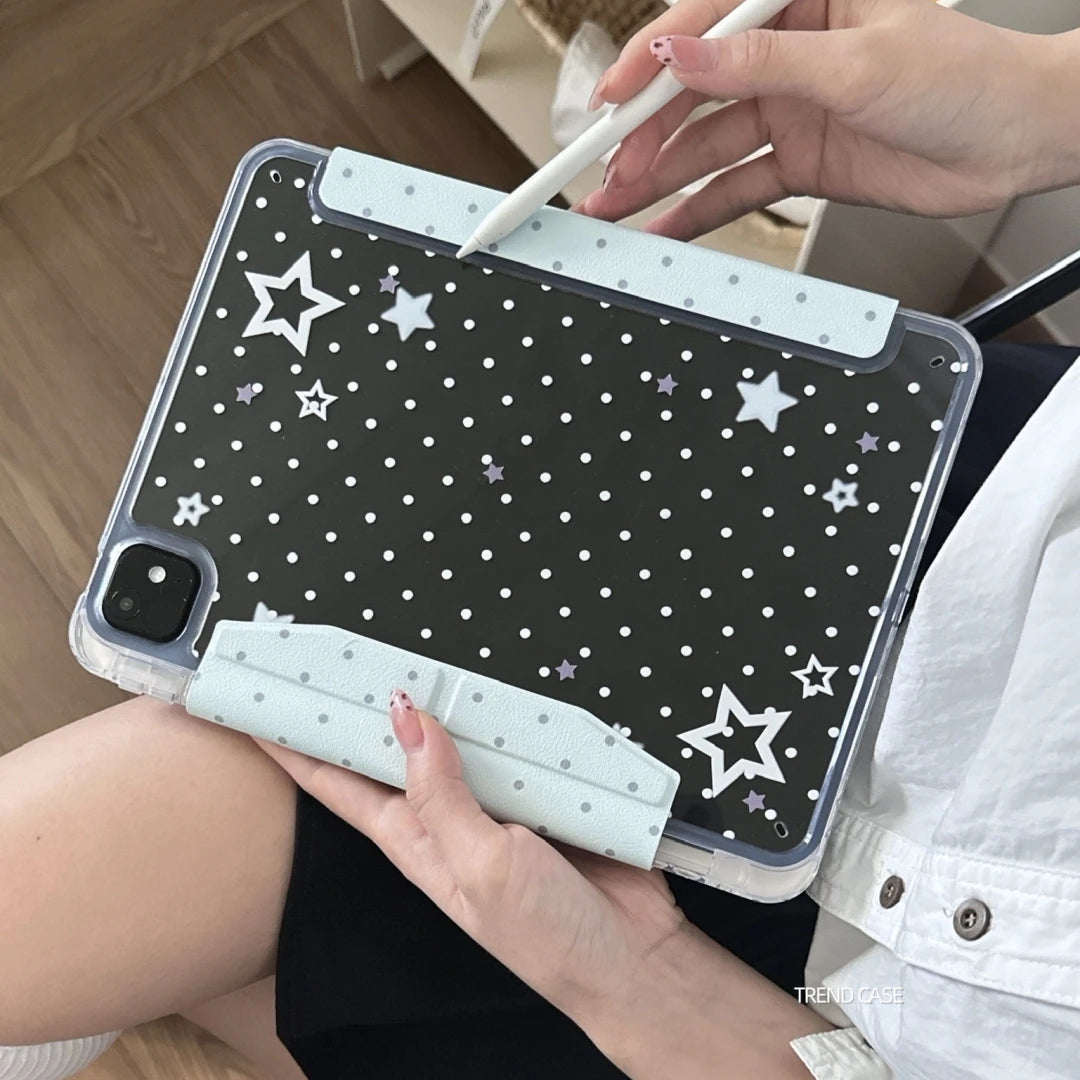 Polka dots iPad case with pencil holder for iPad Air, Pro, 9th-11th Gen, electronics tablet accessory by R.E.D. Shopping