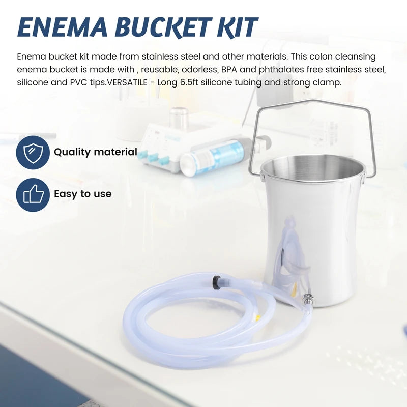 Stainless steel 2L enema kit from R.E.D. Shopping, suitable for personal cleansing and constipation relief in health and beauty care.