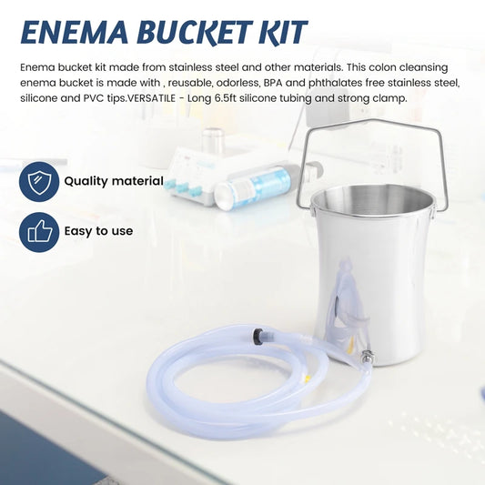 Stainless steel 2L enema kit from R.E.D. Shopping, suitable for personal cleansing and constipation relief in health and beauty care.