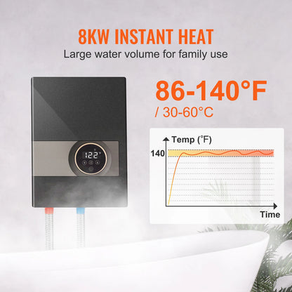 SucceBuy Instant Electric Water Heater 8/13.8/18kW | On-Demand, Digital Display, Easy Install