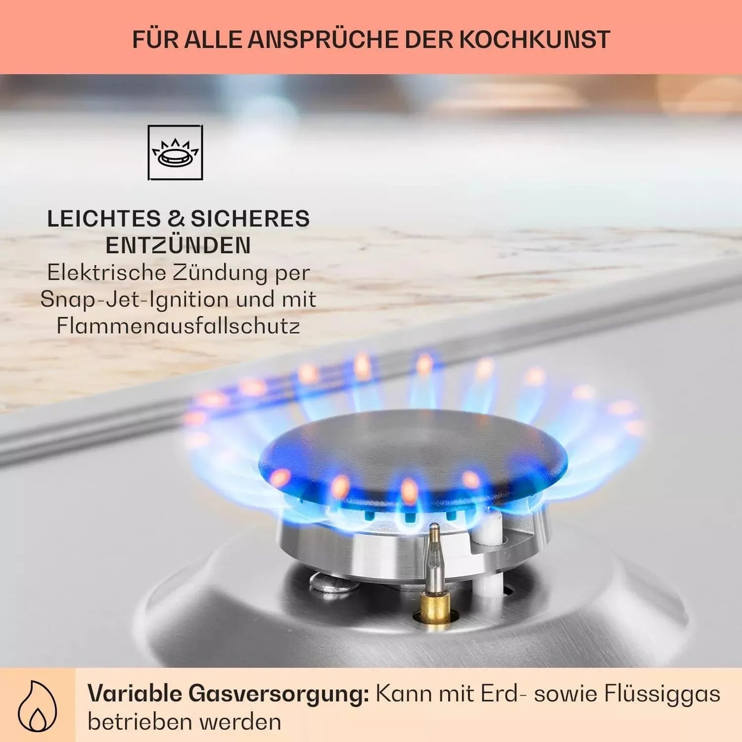 TopStrong 2-Burner Gas Hob | NG & LPG | Auto Flame Protection | Built-in | EU