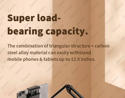 AIEACH 360° Rotating Bed Tablet Stand – 90cm Metal Arm, Fits 4.7–12.9" Phones & Tablets