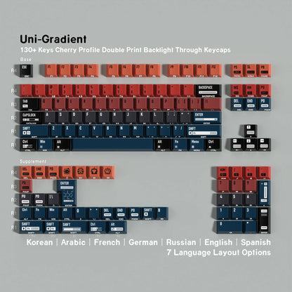 Jaycomia JCM Cosmic Gradient Keycaps – PBT+PC, Dye-Sub, Cherry Profile, 8 Languages