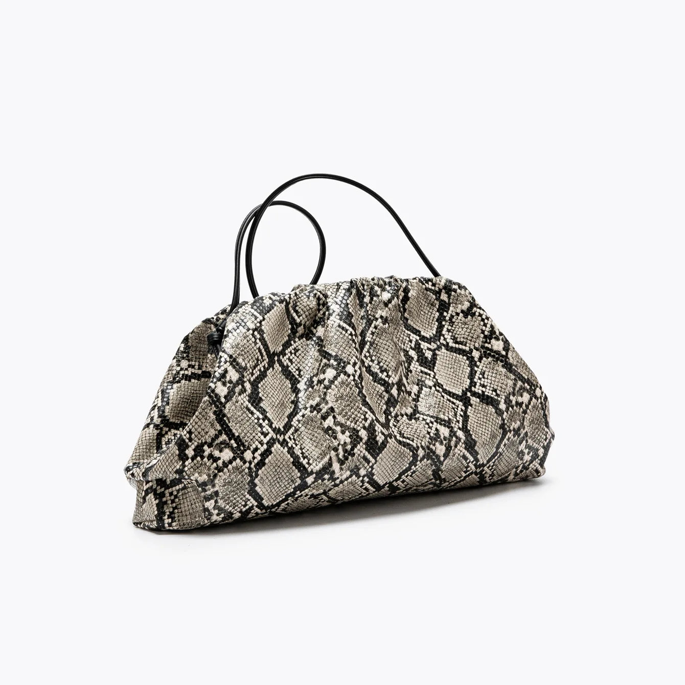 Ruched Snake Pattern Dumpling Shoulder Bag